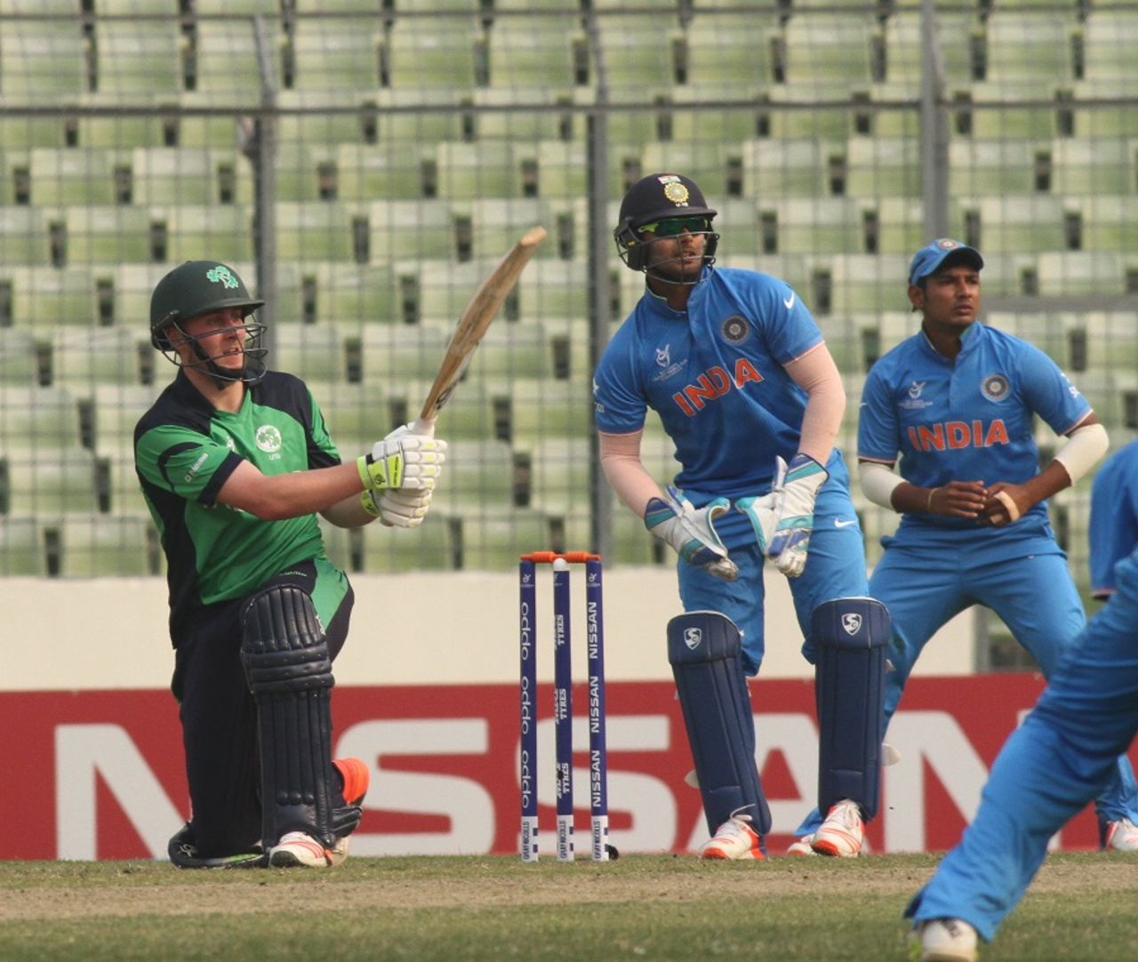 William McClintock used the slog sweep to good effect during his 58, India v Ireland, Under-19 World Cup 2016, Mirpur, January 28, 2016