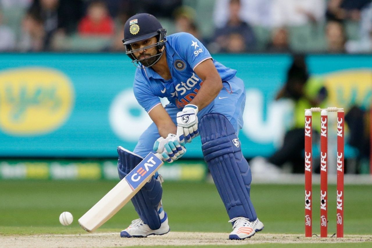 Rohit Sharma lines up to paddle the ball behind the wicket, Australia v India, 2nd T20I, Melbourne, January 29, 2016