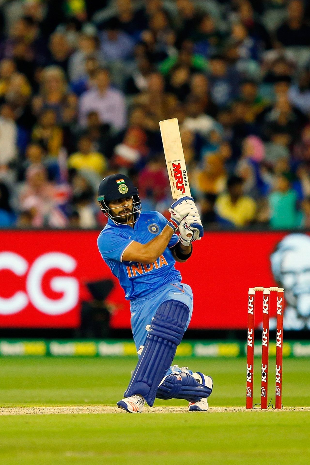 Virat Kohli targets the leg side, Australia v India, 2nd T20I, Melbourne, January 29, 2016