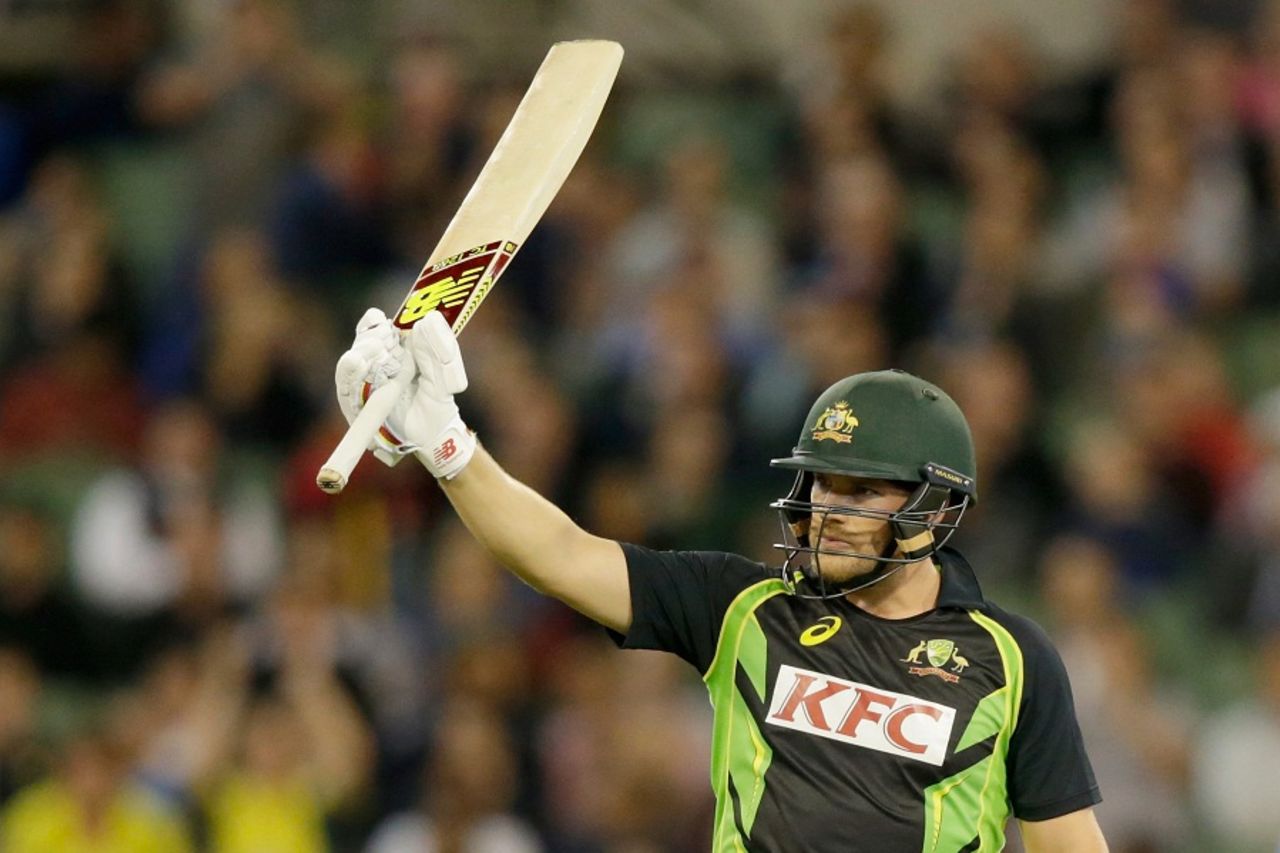 Aaron Finch led the chase with a fifty, Australia v India, 2nd T20I, Melbourne, January 29, 2016