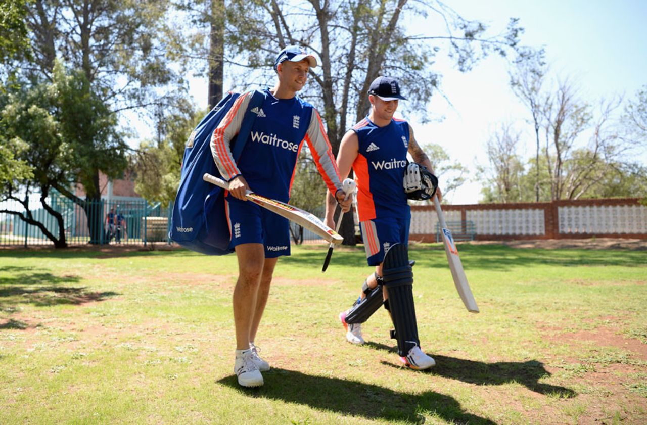 Joe Root and Jason Roy head to net practice, Diamond Oval, Kimberley, January 29, 2016