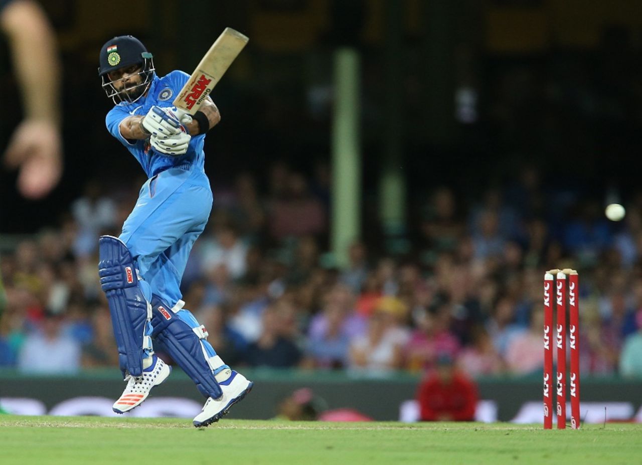Virat Kohli plays a controlled pull, Australia v India, 3rd T20I, Sydney, January 31, 2016
