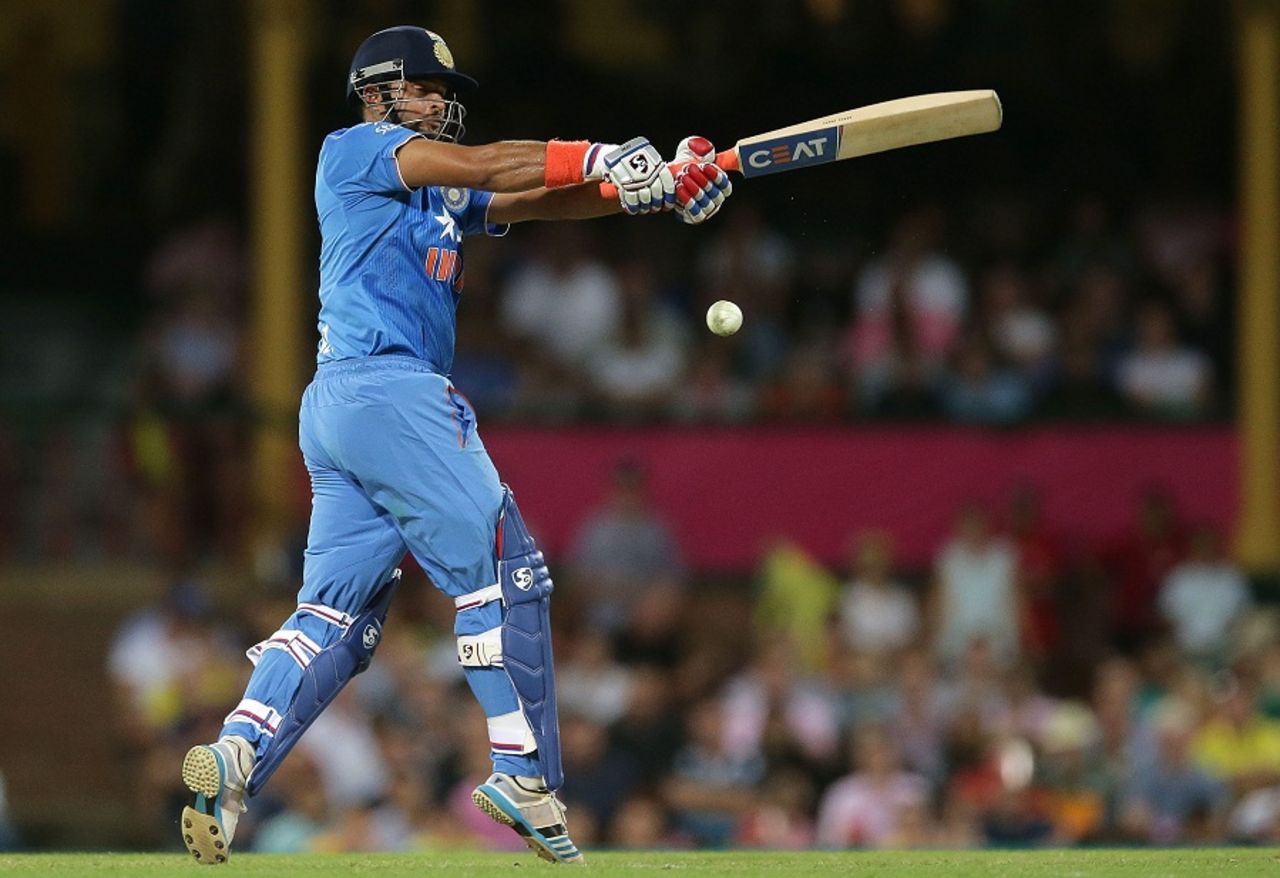 Suresh Raina plays a pull shot, Australia v India, 3rd T20I, Sydney, January 31, 2016