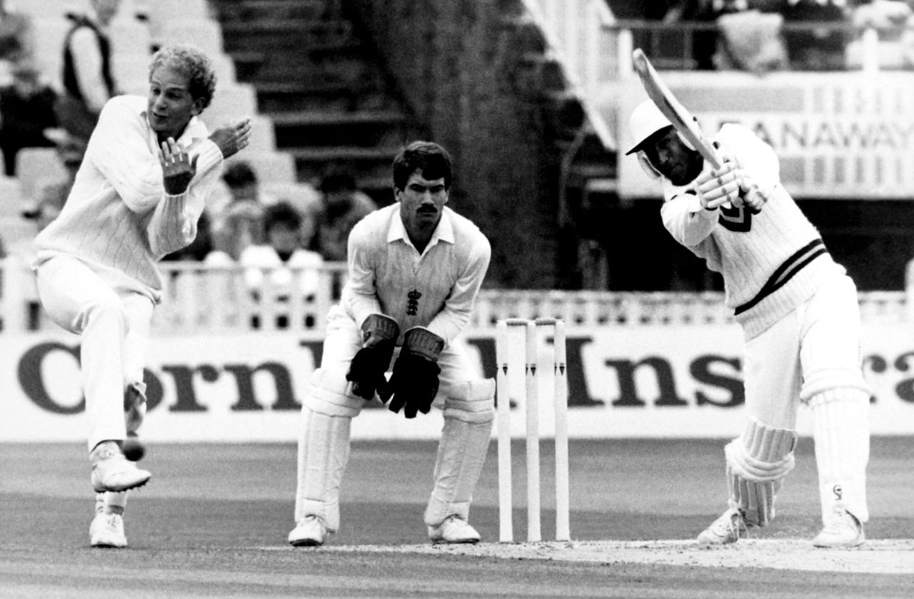 Silly point David Gower gets out of the way of Mudassar Nazar's shot, England v Pakistan, 4th Test, Edgbaston, 1st day, July 23, 1987