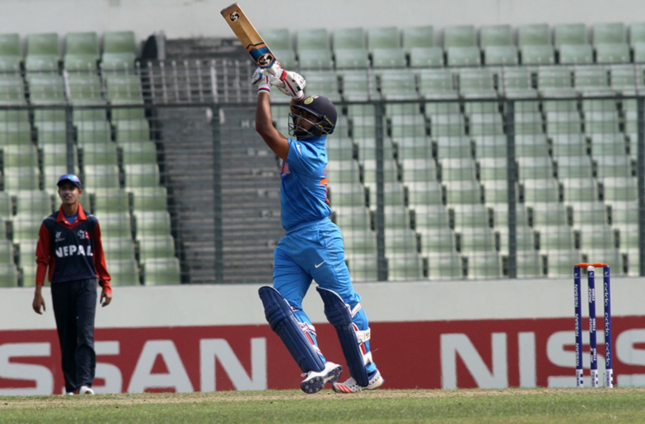 Rishabh Pant scored five sixes in his 24-ball 78, India v Nepal, Under-19 World Cup, Mirpur, February 1, 2016
