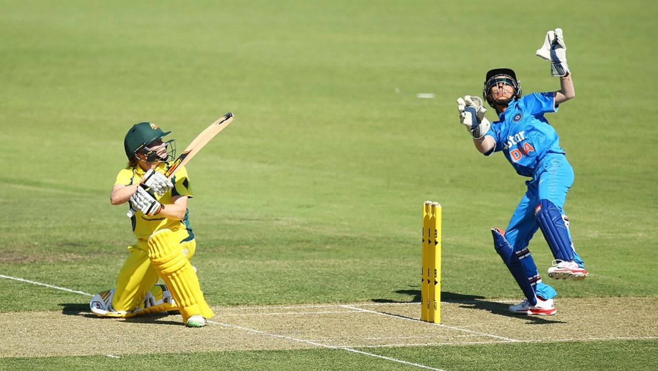 Alex Blackwell scoops the ball over the wicketkeeper, Australia v India, 1st Women's ODI, Canberra, February 2, 2016