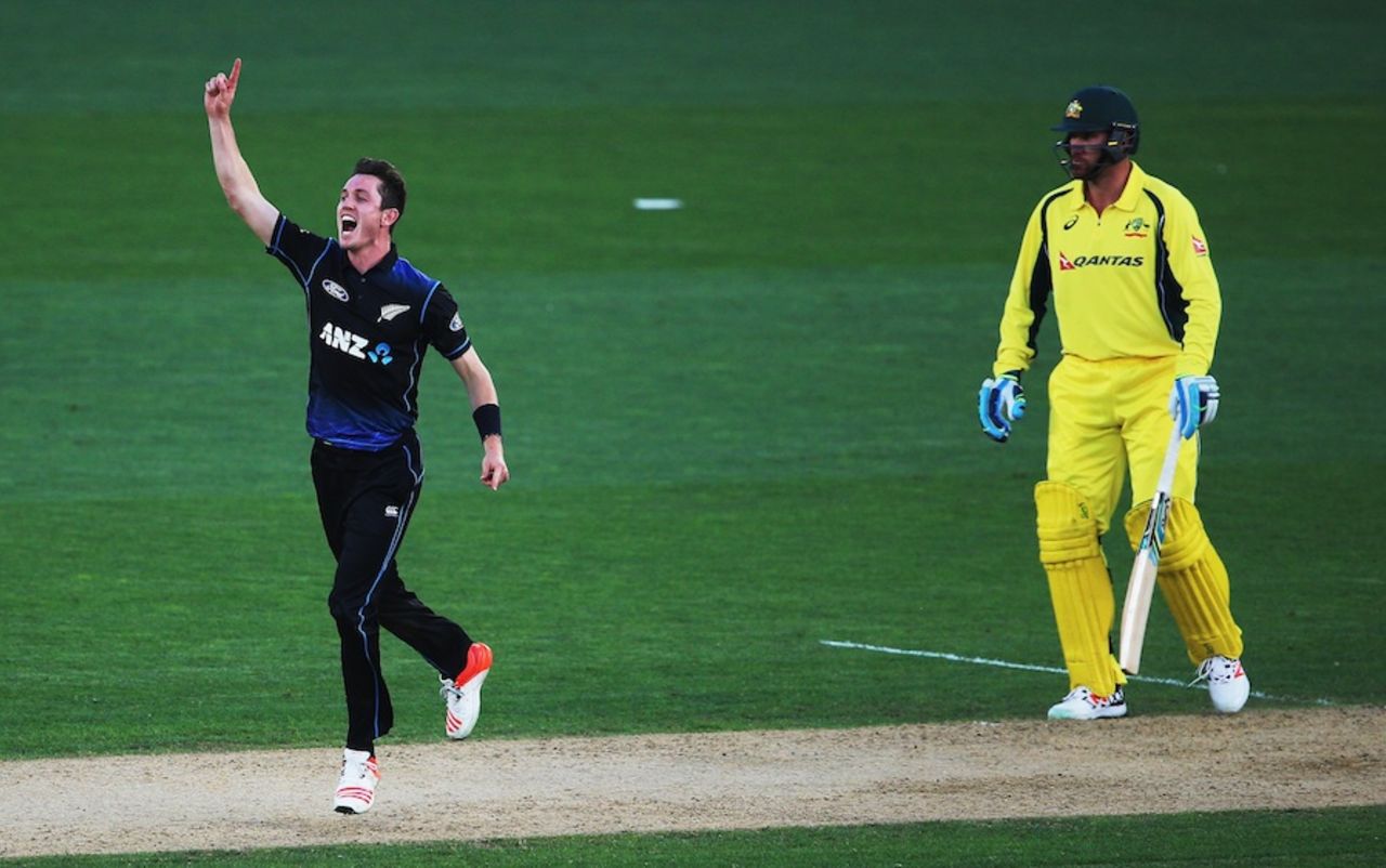 Adam Milne appeals for a wicket, New Zealand v Australia, 1st ODI, Auckland, February 3, 2016