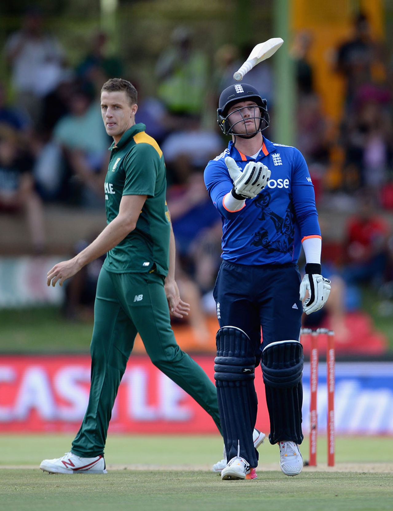 Jason Roy tosses his bat in annoyance after falling for 48, South Africa v England, 1st ODI, Bloemfontein, February 3, 2016