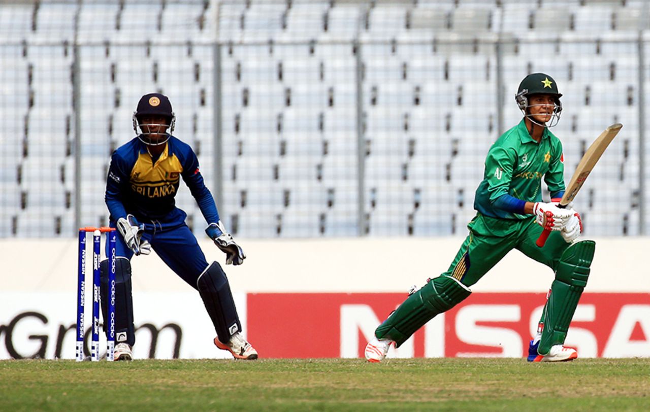 Hasan Mohsin looks for a run during his knock of 86, Pakistan v Sri Lanka, Under-19 World Cup 2016, Mirpur, February 3, 2016