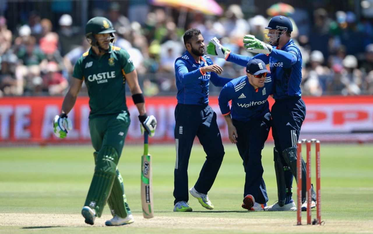 Faf du Plessis fell to Adil Rashid, South Africa v England, 2nd ODI, Port Elizabeth, February 6, 2016