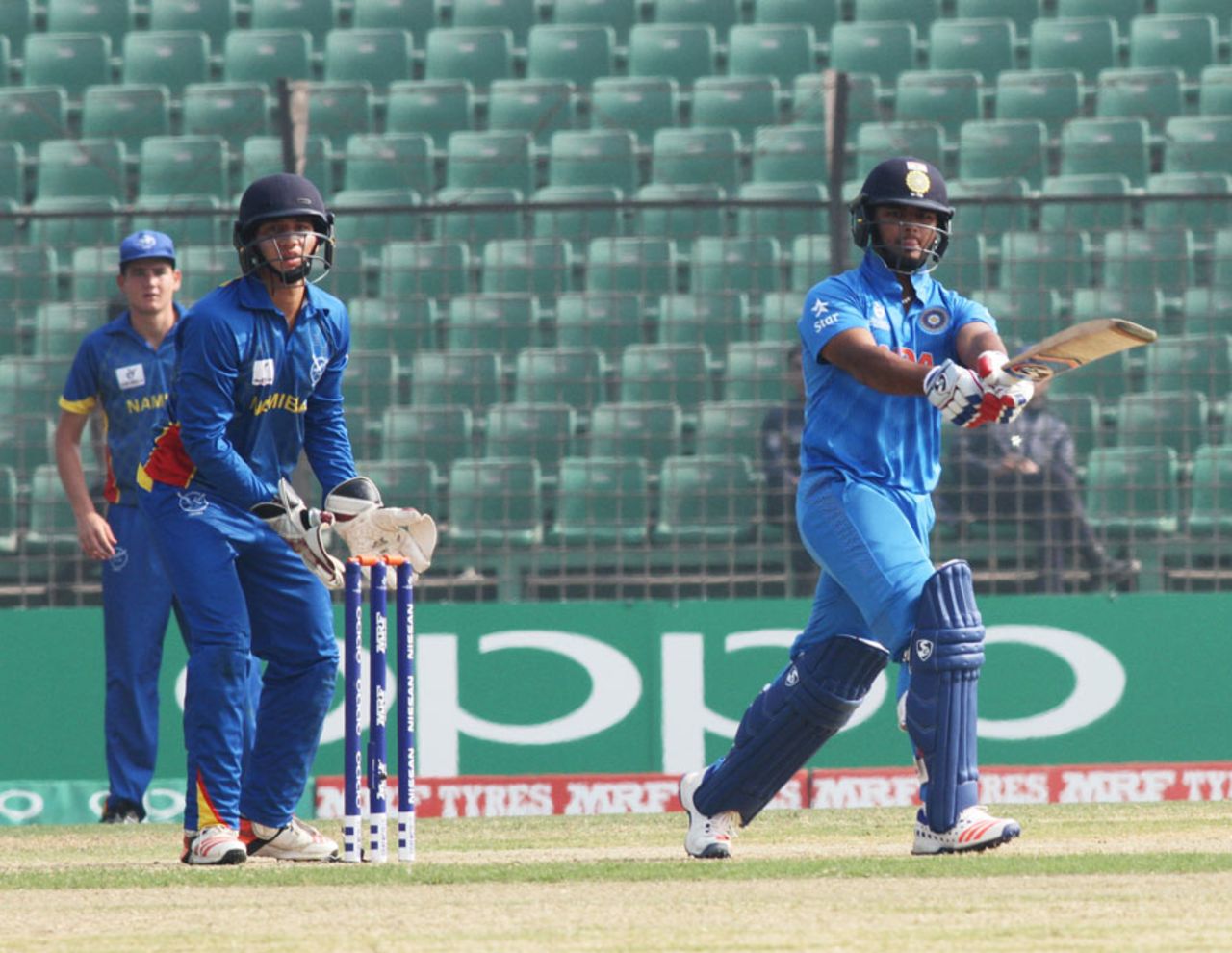 Rishabh Pant pulls during his brisk ton, India Under-19s v Namibia Under-19s, Quarter-final, Under-19 World Cup, Fatullah, February 6, 2016