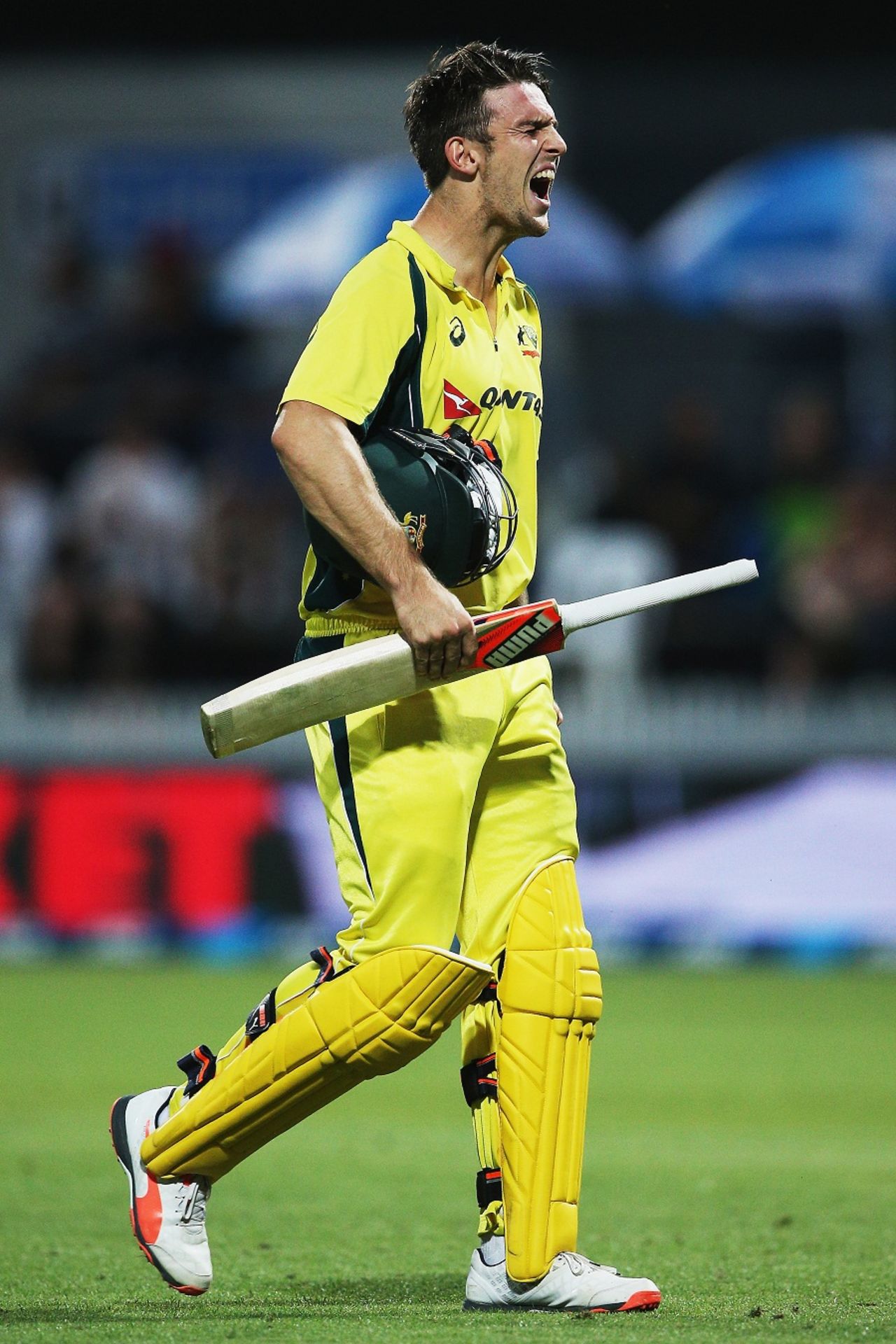 Mitchell Marsh exults after falling for 41, New Zealand v Australia, 3rd ODI, Hamilton, February 8, 2016