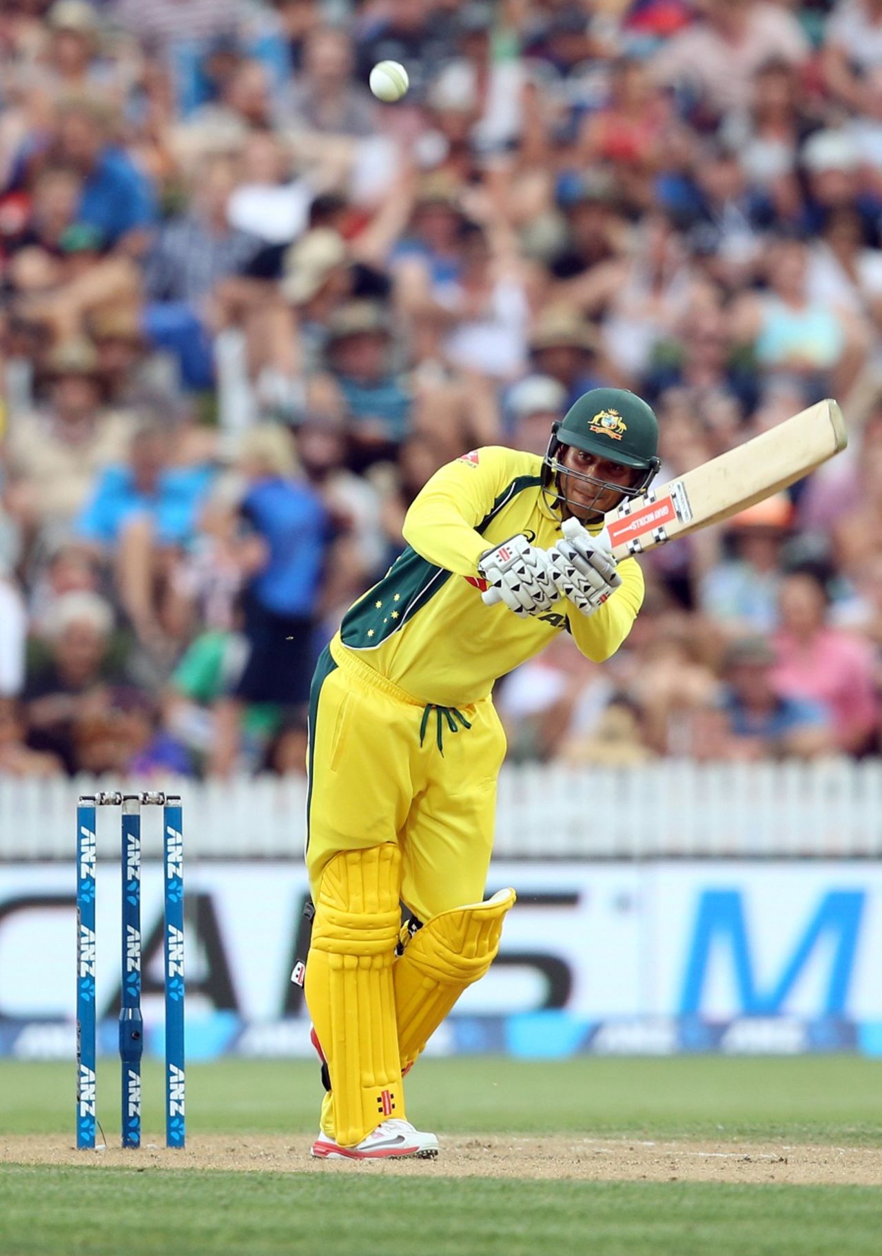 Usman Khawaja targets the leg side, New Zealand v Australia, 3rd ODI, Hamilton, February 8, 2016