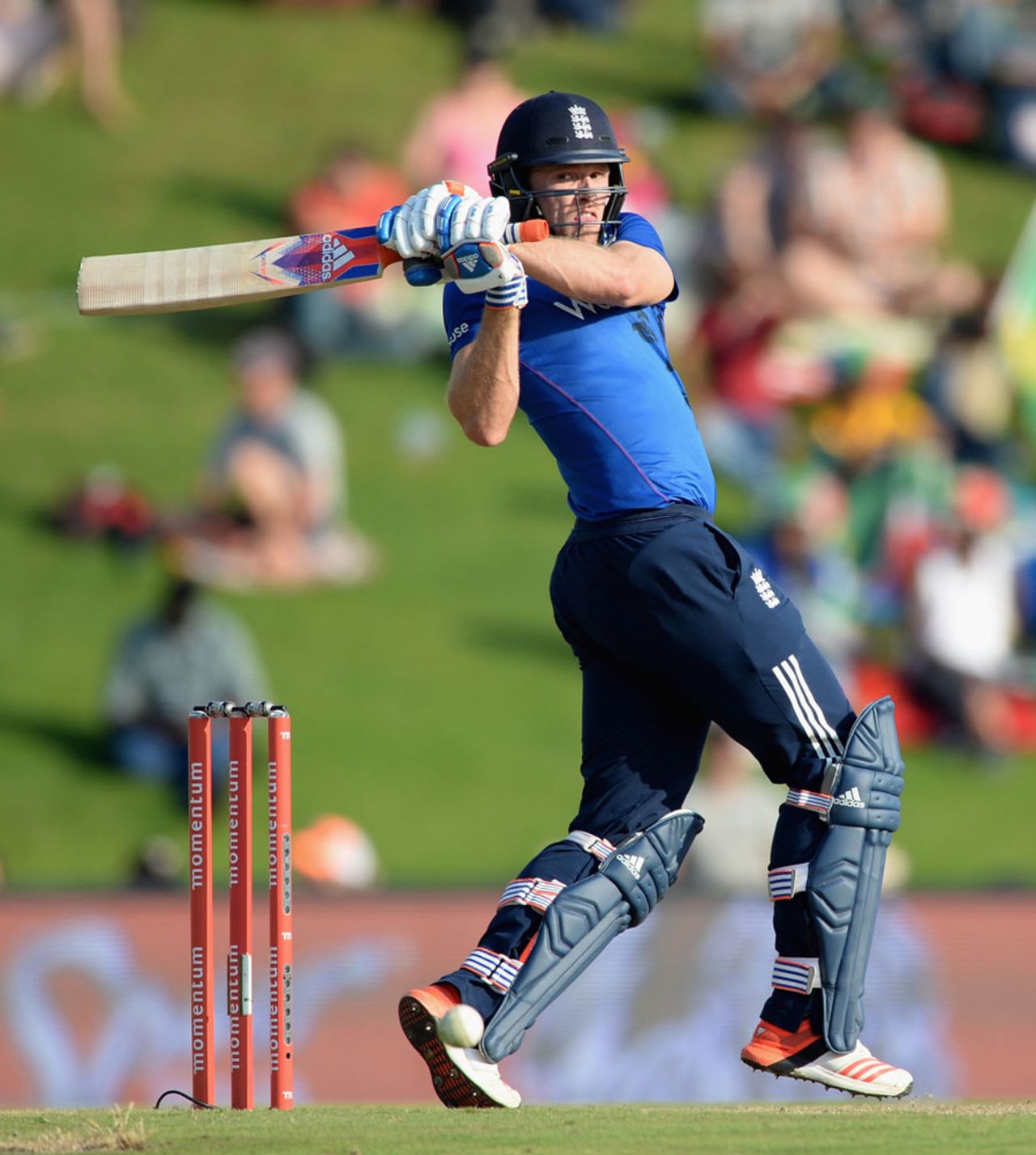 David Willey swings the bat at the death, South Africa v England, 3rd ODI, Centurion, February 9, 2016