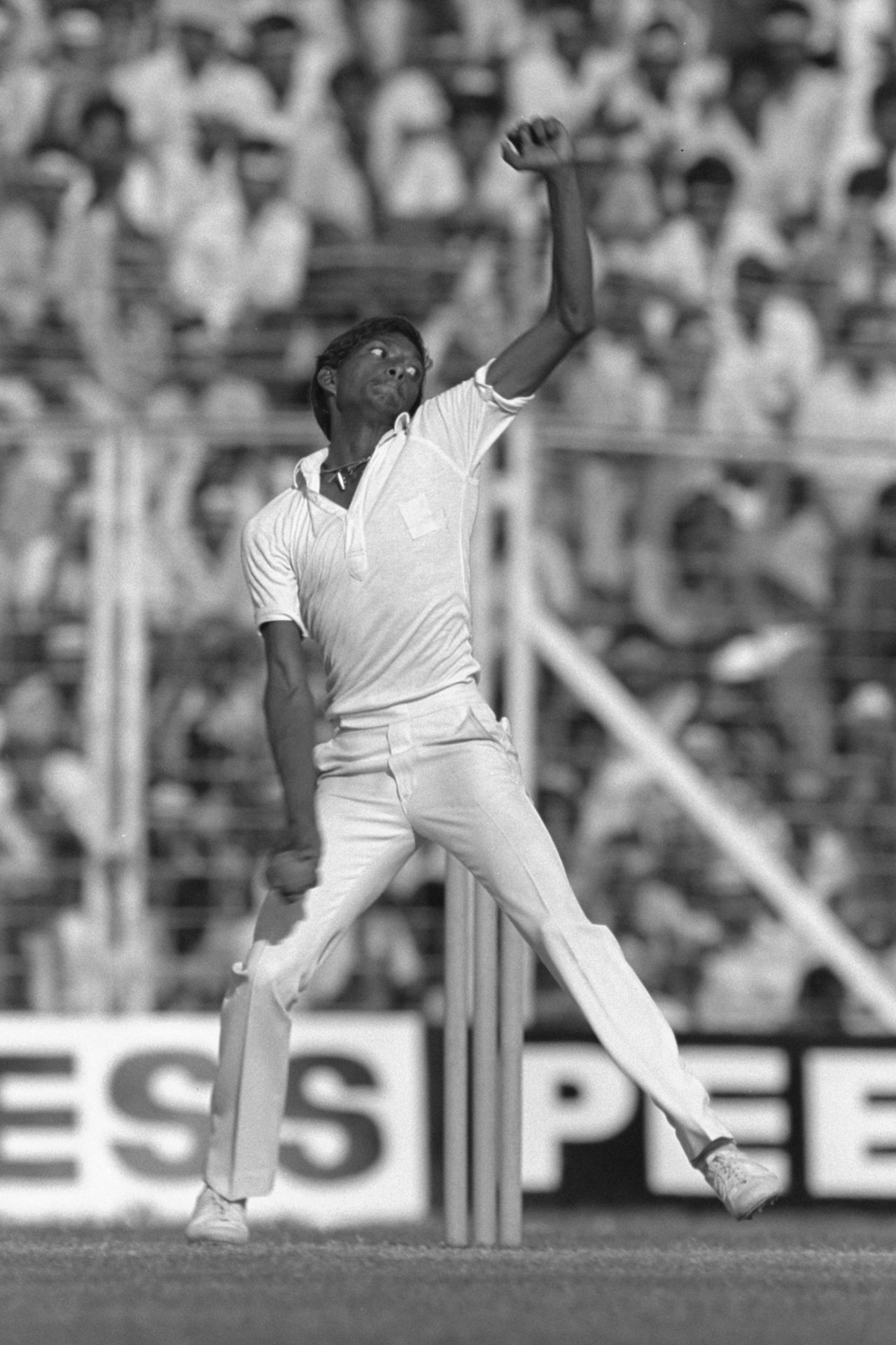 Laxman Sivaramakrishnan bowls, India v England, first Test, day one, November 28,1984