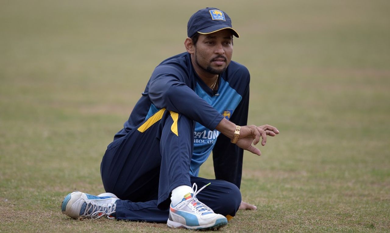 Tillakaratne Dilshan in a pensive mood during training, Ranchi, February 11, 2016
