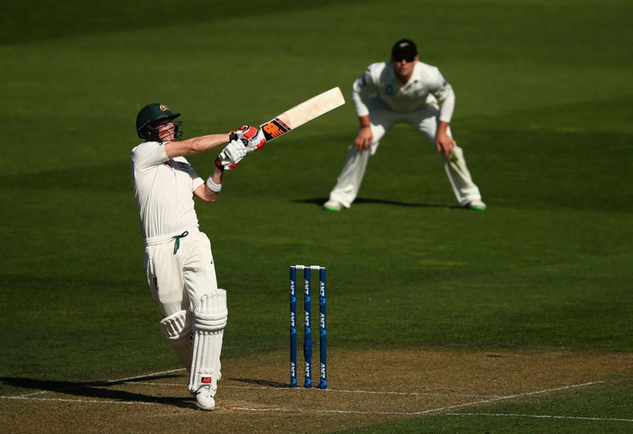 Steven Smith attacks the leg side, New Zealand v Australia, 1st Test, Wellington, 1st day, February 12, 2016