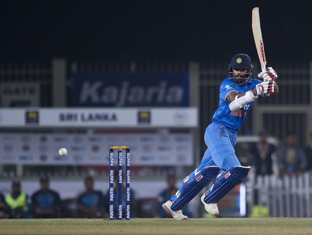Shikhar Dhawan goes through the leg side, India v Sri Lanka, 2nd T20I, Ranchi, February 12, 2016