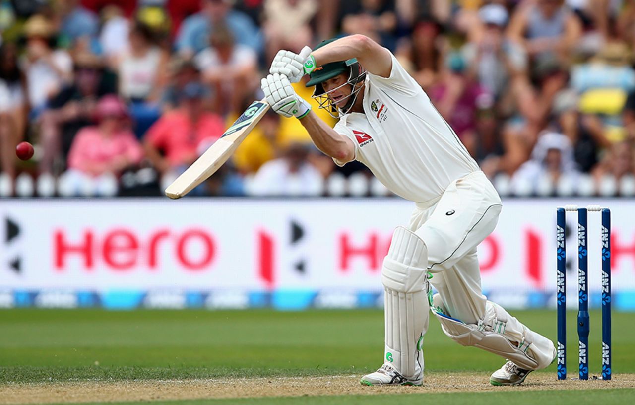 Adam Voges plays a pleasing drive during his century, New Zealand v Australia, 1st Test, Wellington, 2nd day, February 13, 2016