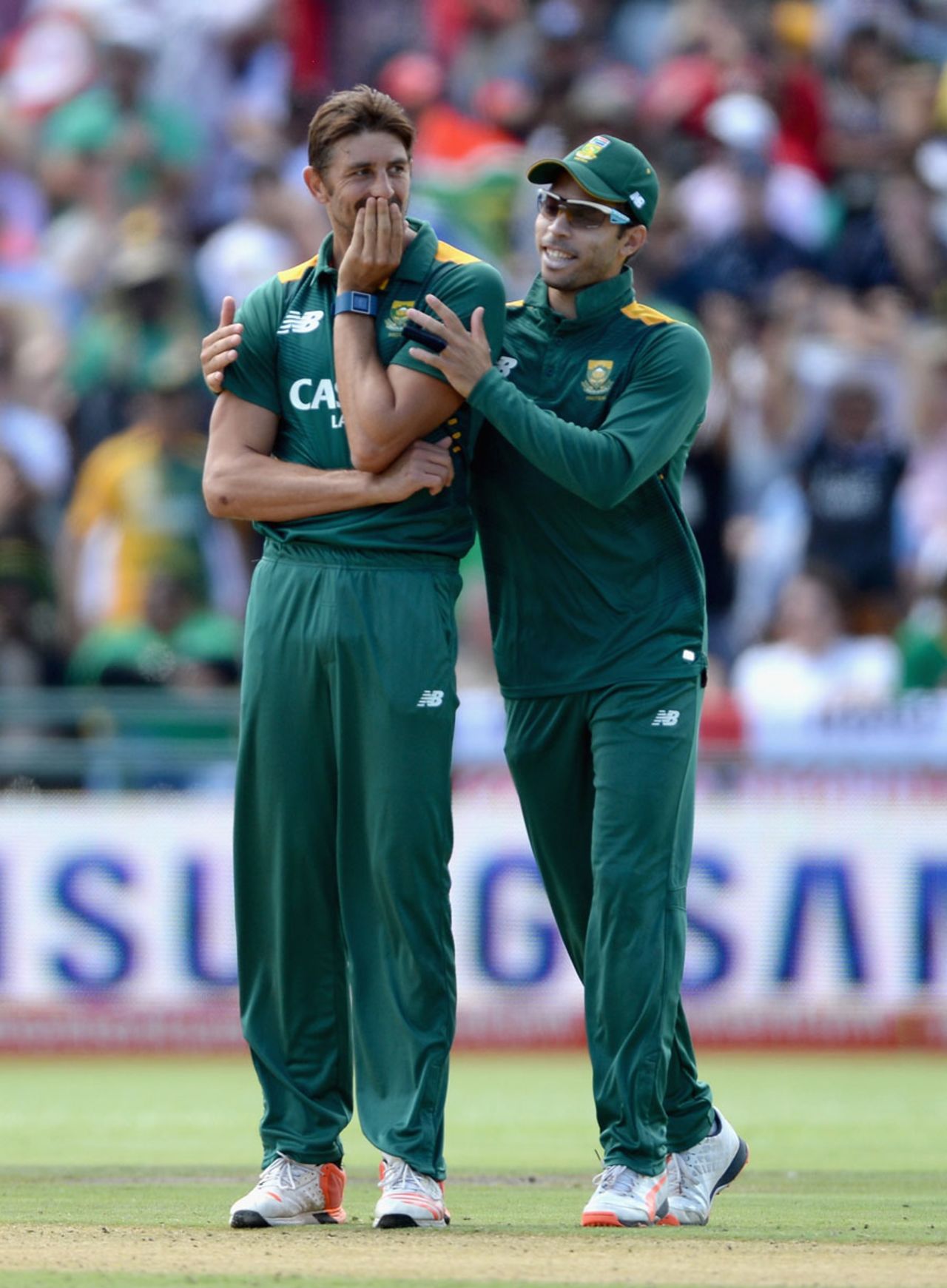 David Wiese was a little embarrassed by his dismissal of Chris Woakes, South Africa v England, 5th ODI, Cape Town, February 14, 2016