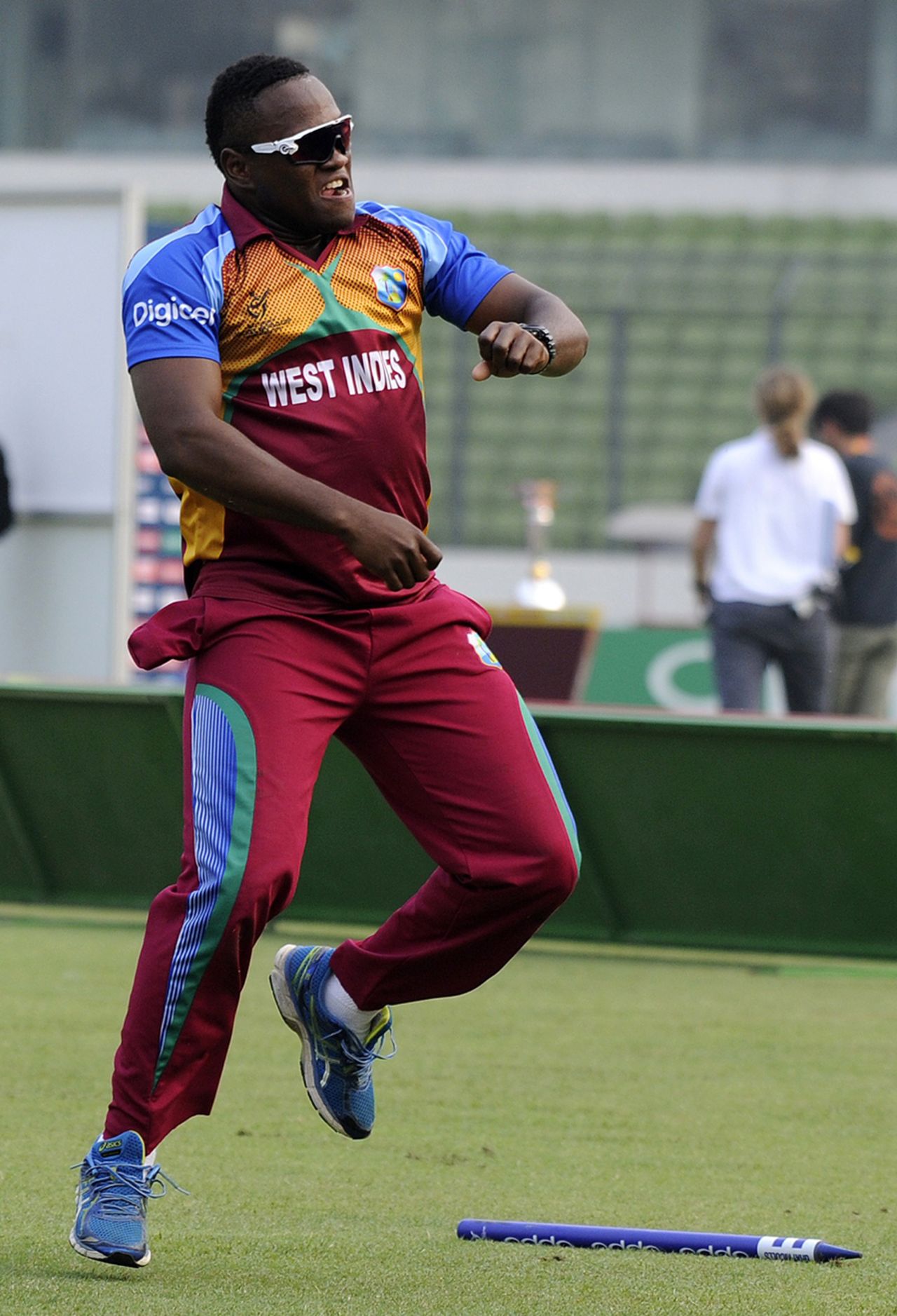 Gidron Pope breaks into a jig after West Indies' victory, India v West Indies, Under-19 World Cup 2016, final, Mirpur, February 14, 2016