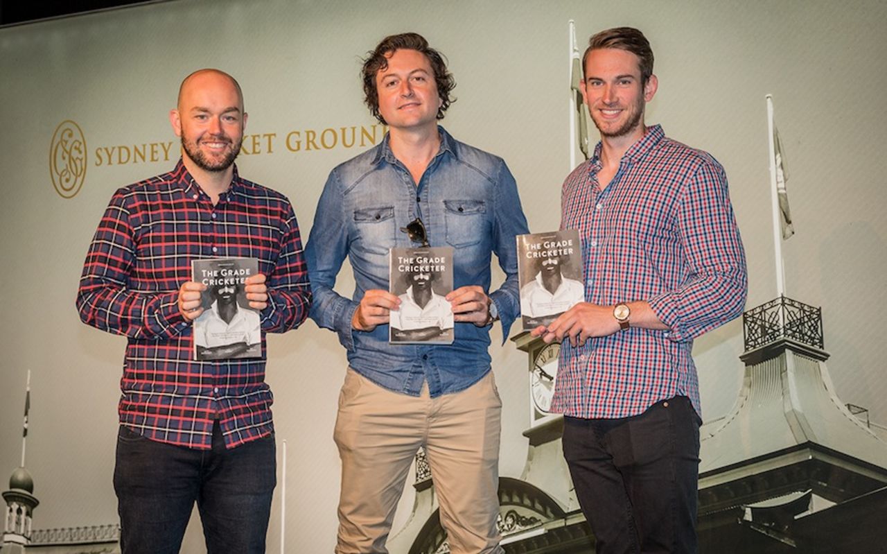 Sam Perry, Dave Edwards and Ian Higgins, authors of <i>The Grade Cricketer</i>, at the SCG, January 5, 2016