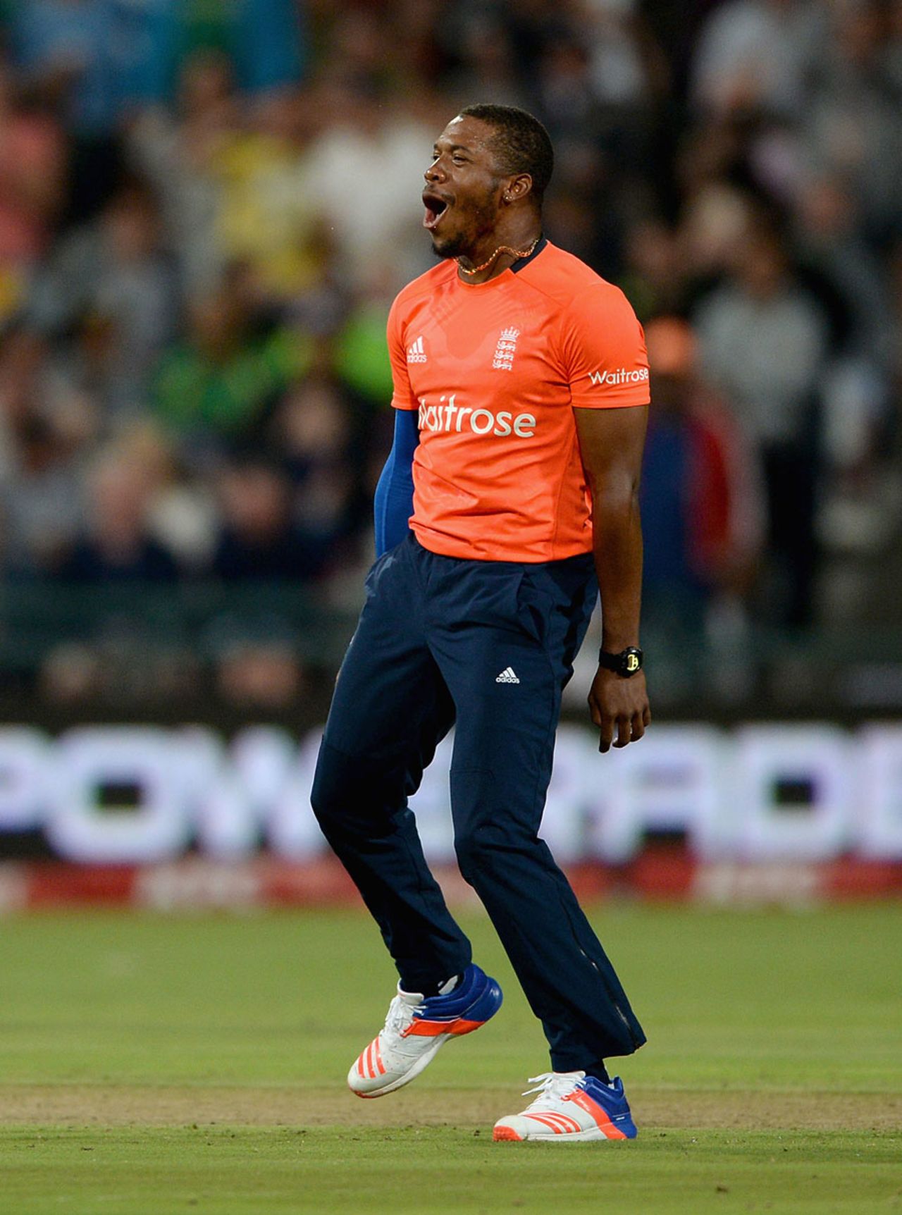 Chris Jordan removed AB de Villiers in his first over, South Africa v England, 1st T20, Cape Town, February 19, 2016