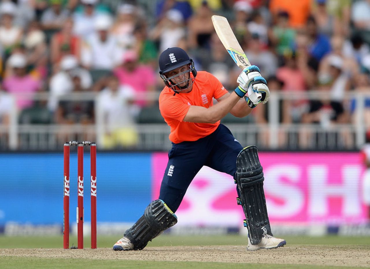 Jos Buttler struck some mighty blows in a 27-ball fifty, South Africa v England, 2nd T20, Johannesburg, February 21, 2016
