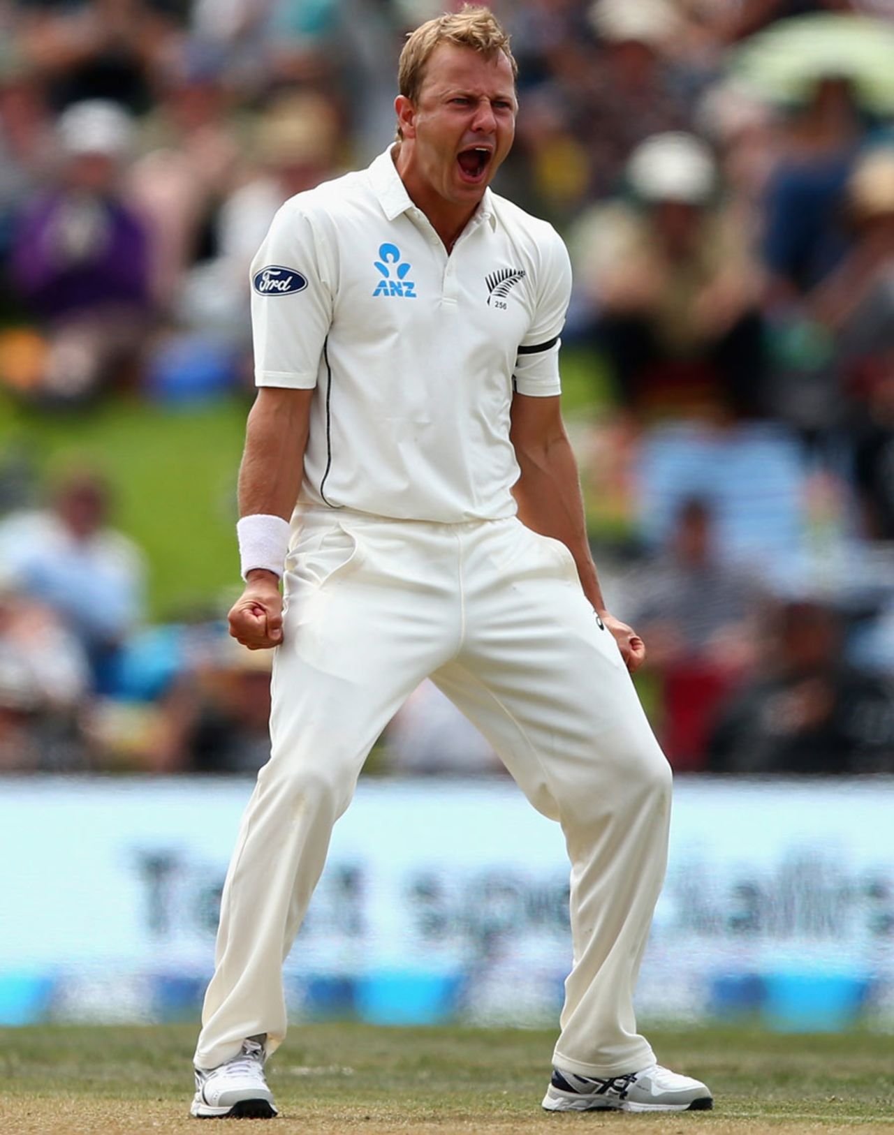 Neil Wagner is pumped up after dismissing Mitchell Marsh, New Zealand v Australia, 2nd Test, Christchurch, 3rd day, February 22, 2016