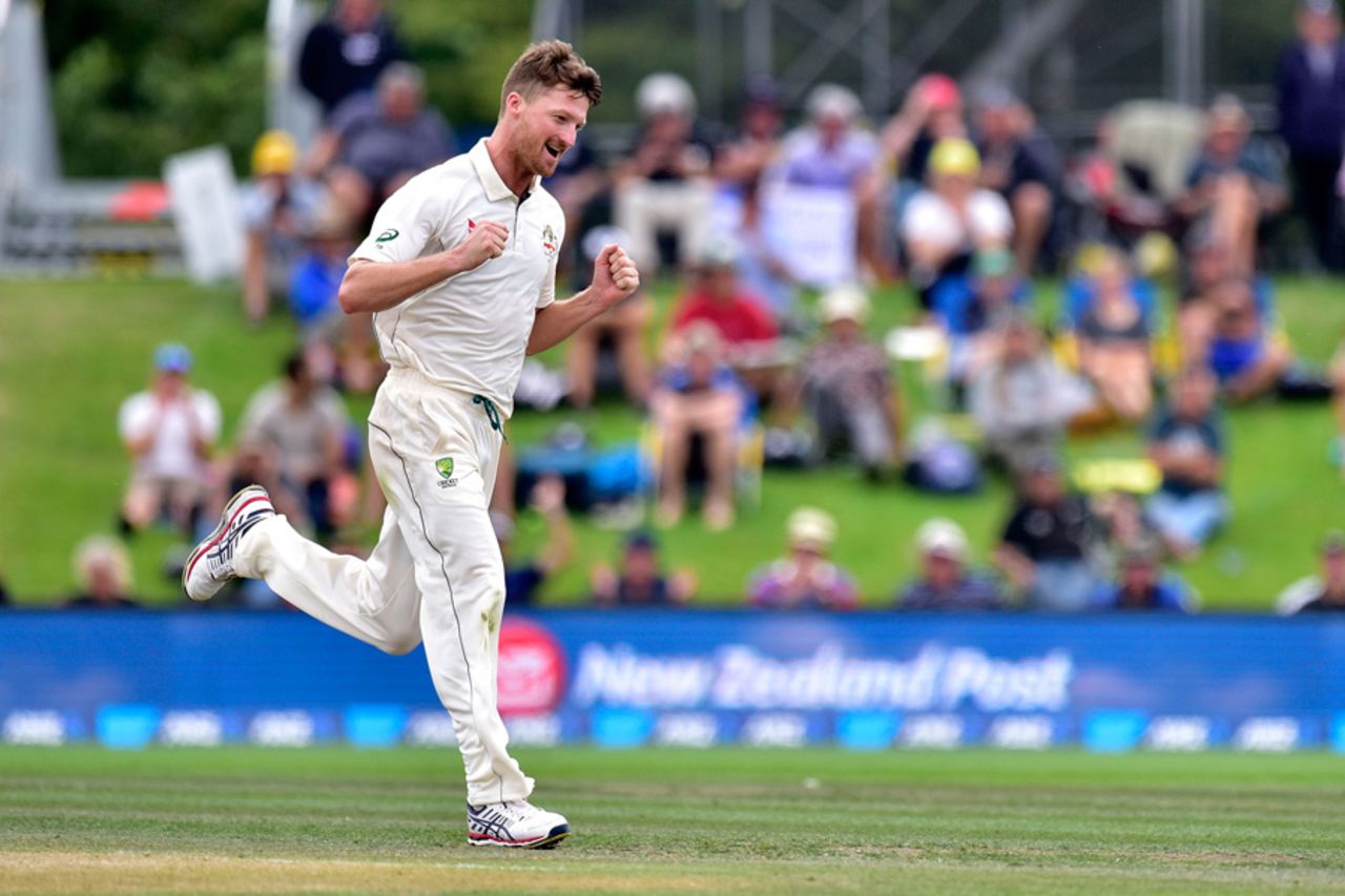 Jackson Bird is upbeat after his third wicket in ten balls, New Zealand v Australia, 2nd Test, Christchurch, 4th day, February 23, 2016