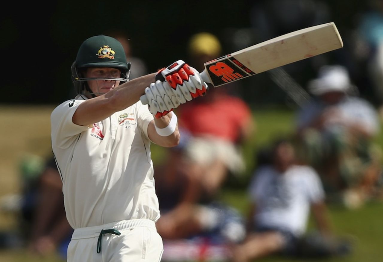 Steven Smith takes on the short ball, New Zealand v Australia, second Test, Christchurch, February 24, 2016