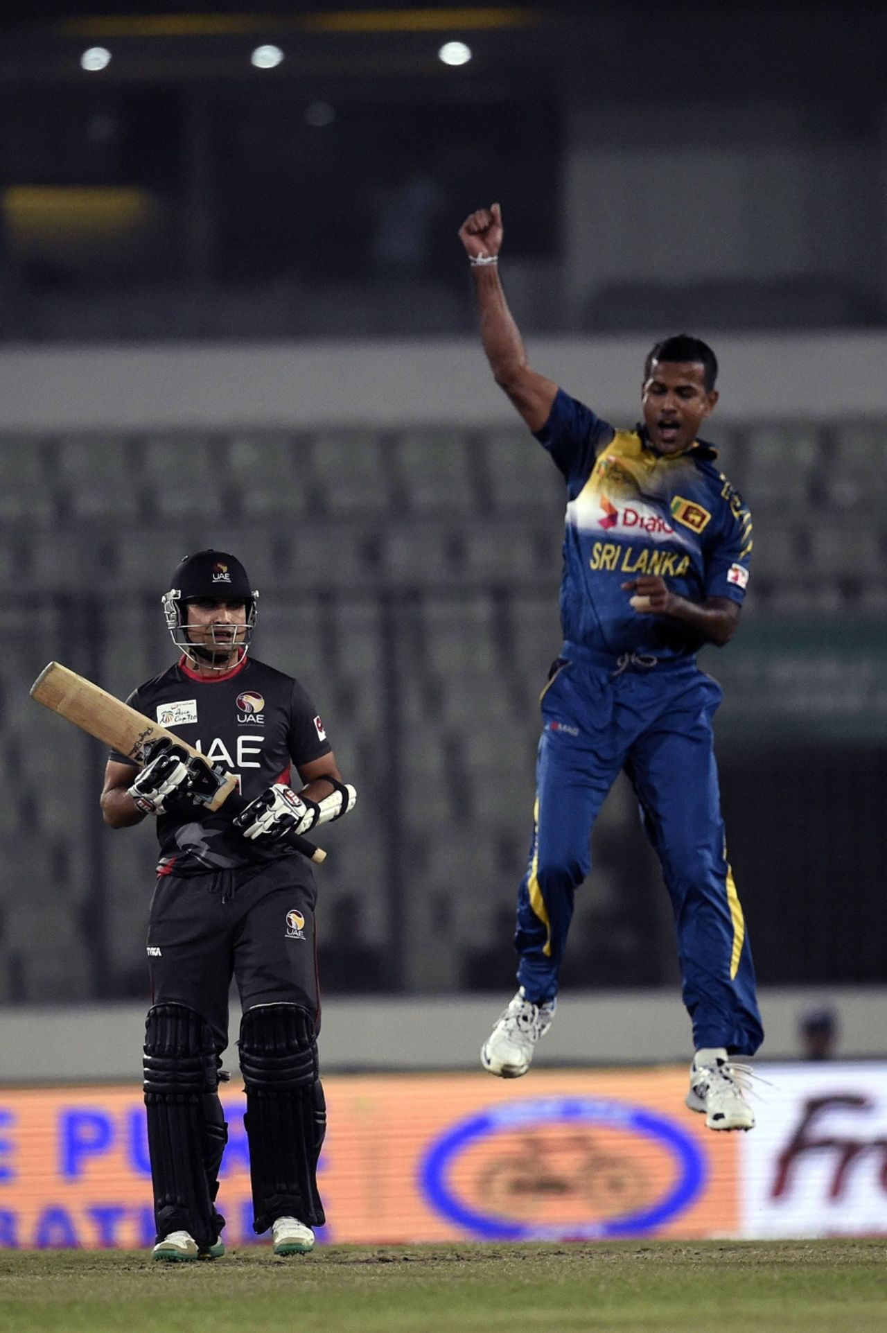 Nuwan Kulasekara celebrates a wicket, Sri Lanka v UAE, Asia Cup 2016, Mirpur, February 25, 2016