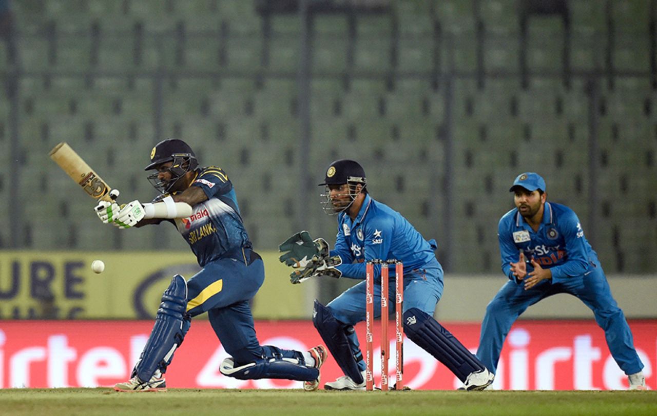 Chamara Kapugedera plays a drive through the off side, India v Sri Lanka, Asia Cup 2016, Mirpur, March 1, 2016