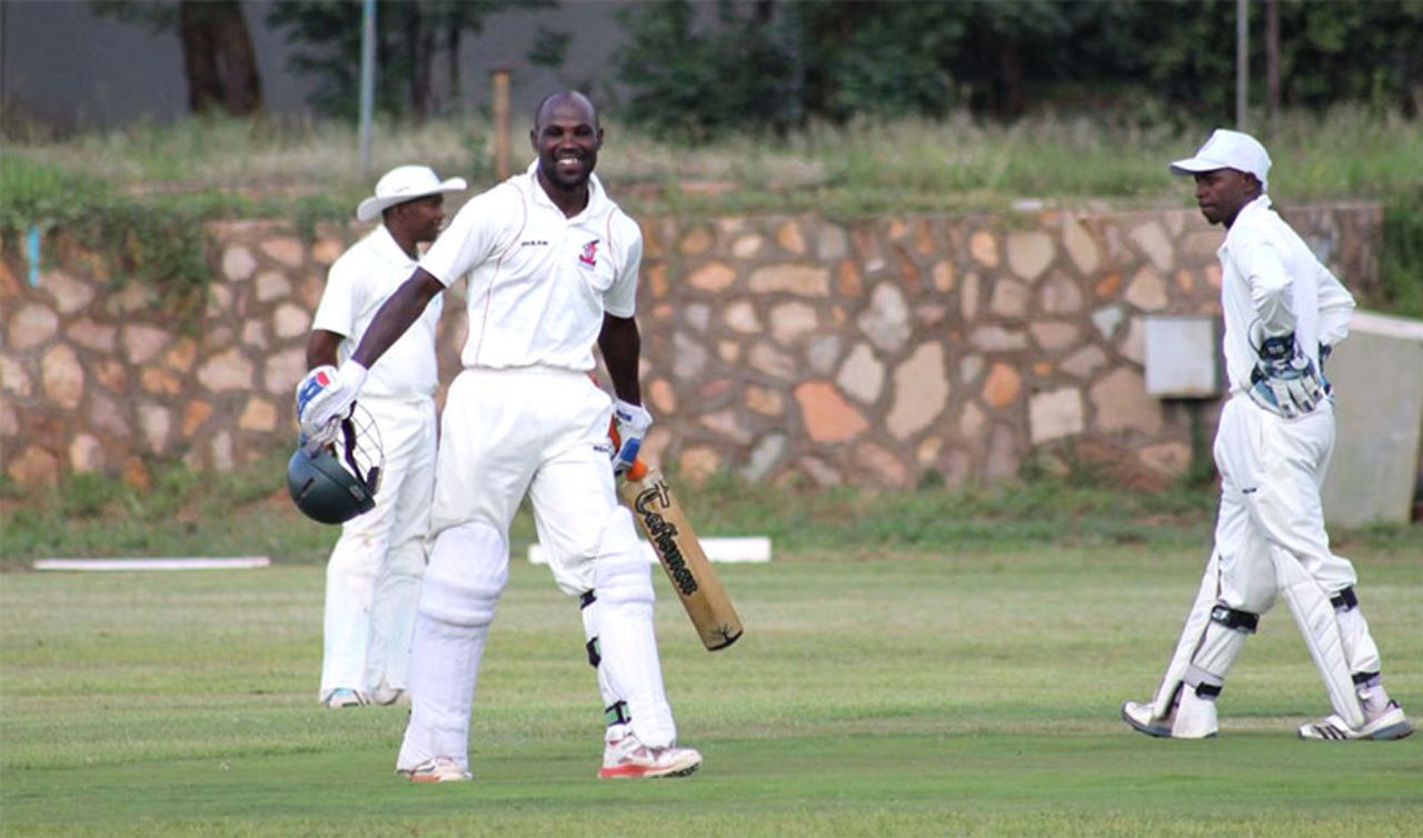 Bothwell Chapungu celebrates his maiden first-class century, Mid West Rhinos v Matabeleland Tuskers, Logan Cup, Bulawayo, March 3, 2016