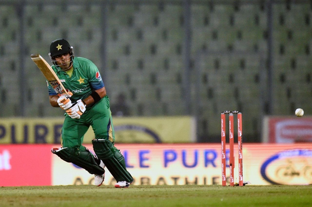 Umar Akmal plays the ball towards midwicket, Pakistan v Sri Lanka, Asia Cup 2016, Mirpur, March 4, 2016