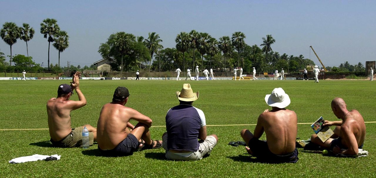England supporters sit at the boundary line, Sri Lanka Board President's XI v England XI, P Sara Oval, 4th day, February 11, 2001