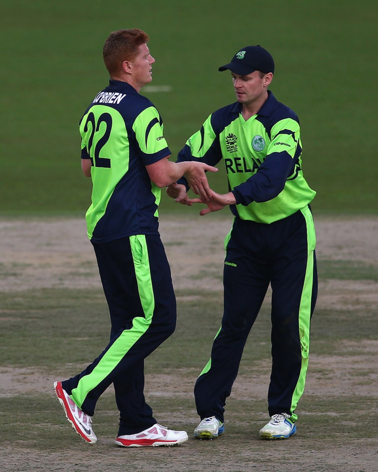 Kevin O'Brien is congratulated by William Porterfield, Ireland v Zimbabwe, World T20 warm-ups, Dharamsala, March 5, 2016