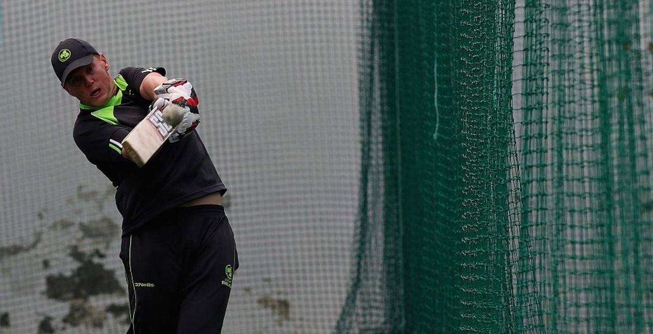 Kevin O'Brien bats in the nets, Dharamsala, March 7, 2016