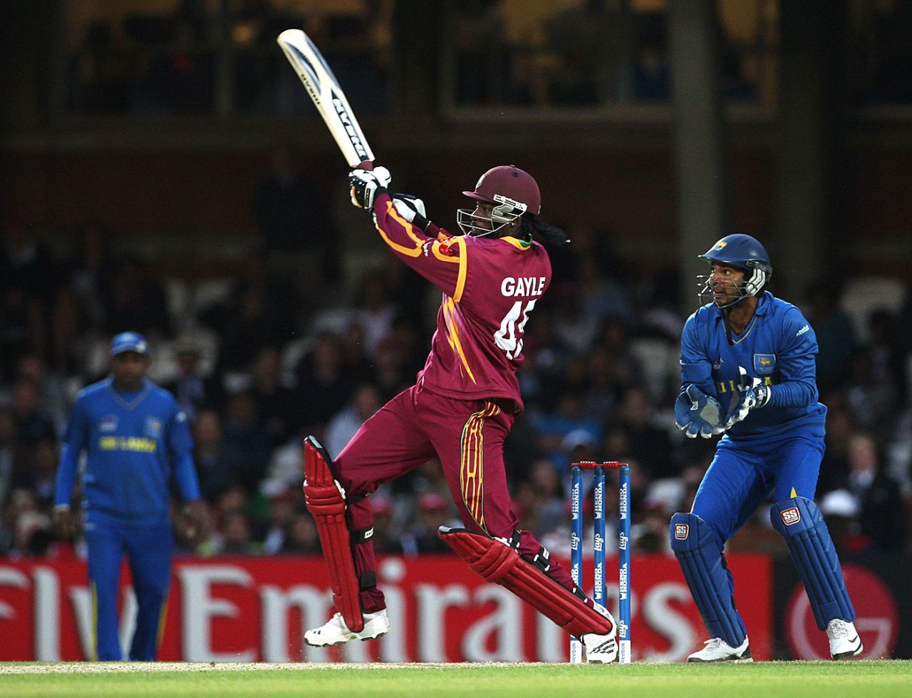 Chris Gayle pulls, Sri Lanka v West Indies, ICC World Twenty20, 2nd semi-final, The Oval, June 19, 2009 
