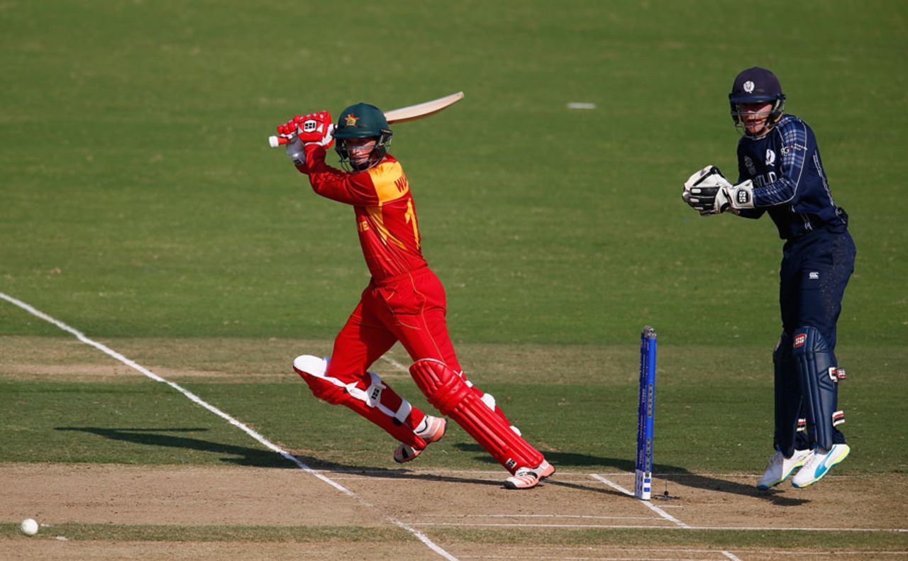 Sean Williams cuts en route to his 53, Scotland v Zimbabwe, Group B, World T20, Nagpur, March 10, 2016
