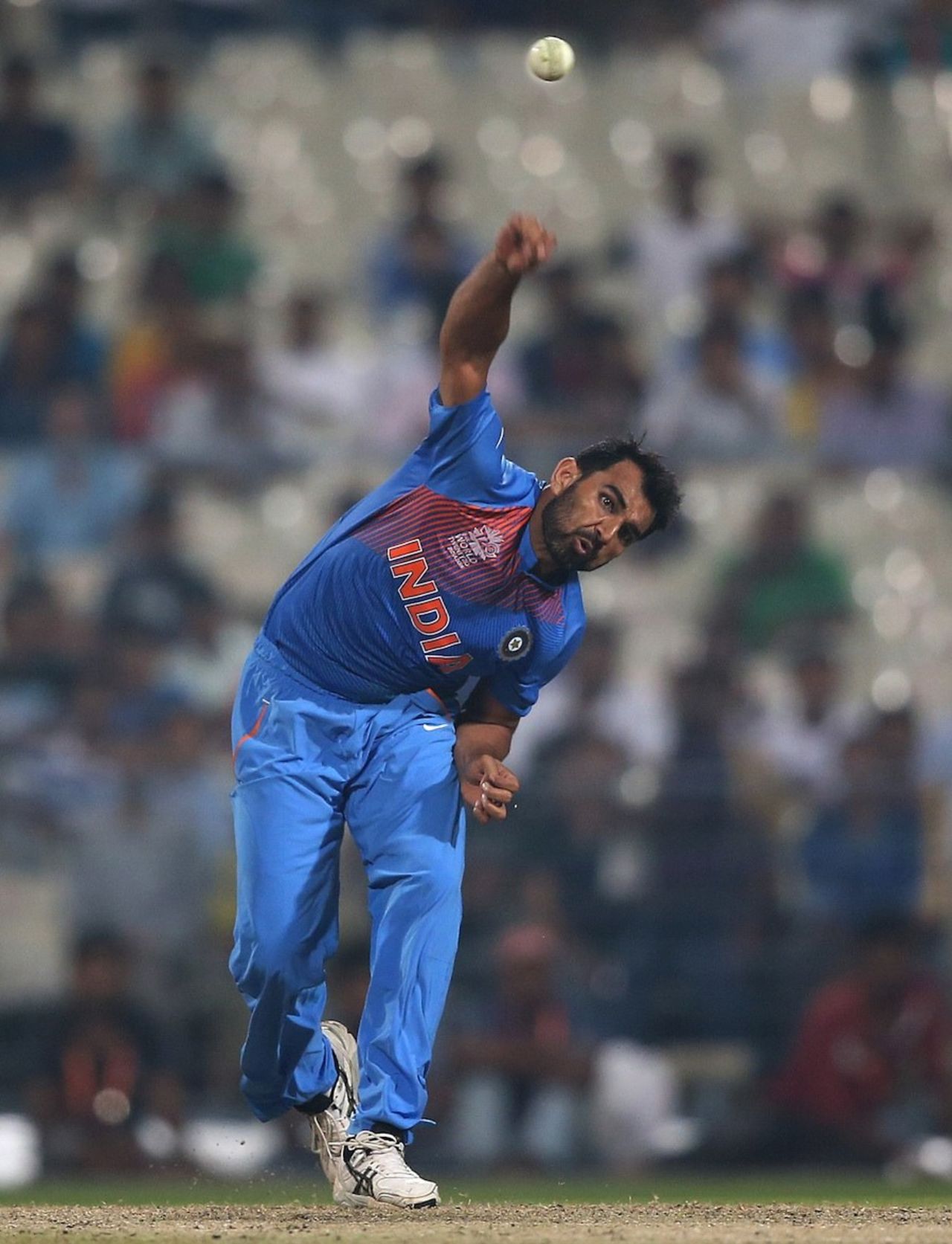 Mohammed Shami in action on his comeback from injury, India v West Indies, World T20 warm-ups, Kolkata, March 10, 2016
