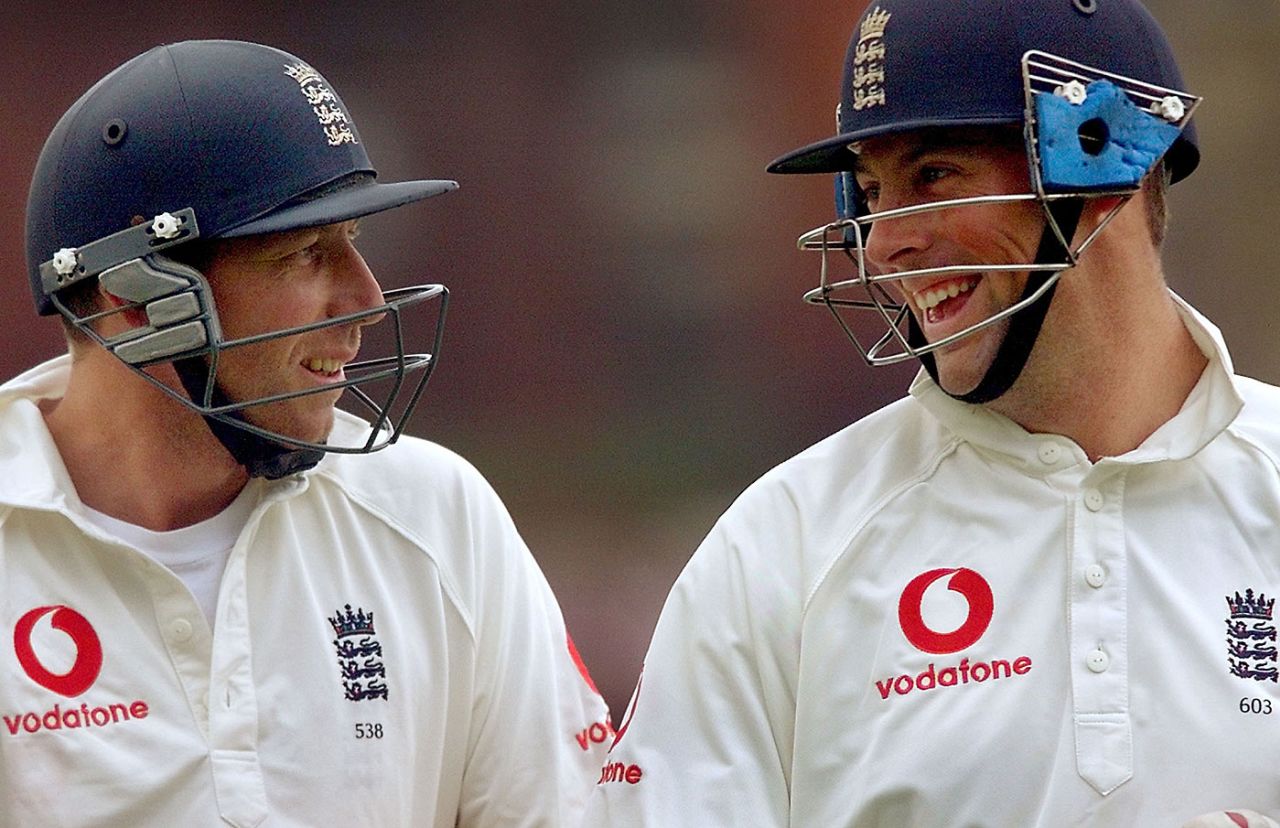 Michael Atherton and Marcus Trescothick walk back after bad light curtails play, England v Australia, 4th Test, Headingley, August 19, 2001