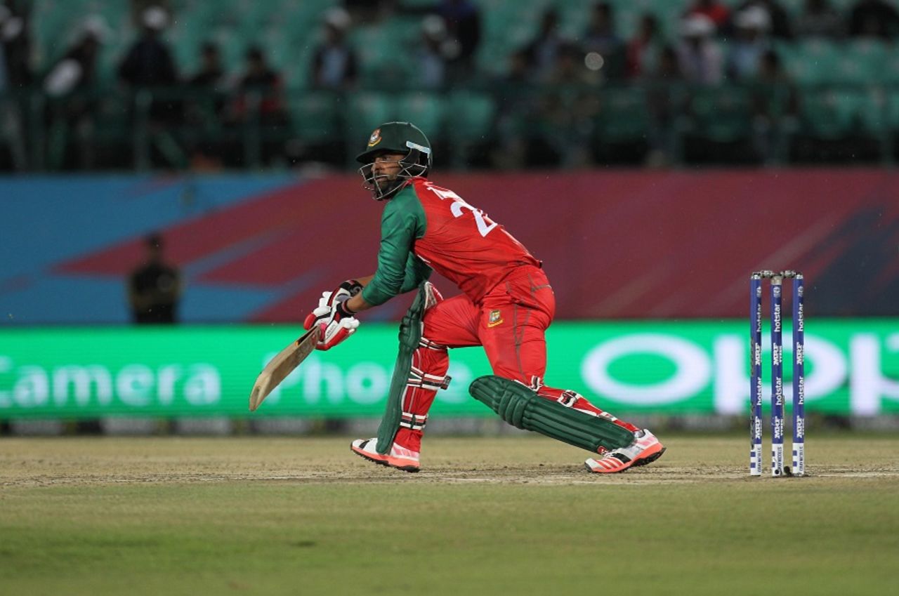 Tamim Iqbal picks up a boundary in unorthodox fashion, Bangladesh v Ireland, World T20 qualifier, Group A, Dharamsala, March 11, 2016