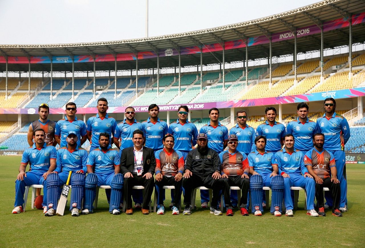 Afghanistan pose for a team photo ahead of the game, Afghanistan v Zimbabwe, World T20 qualifiers, Group B, Nagpur, March 12, 2016