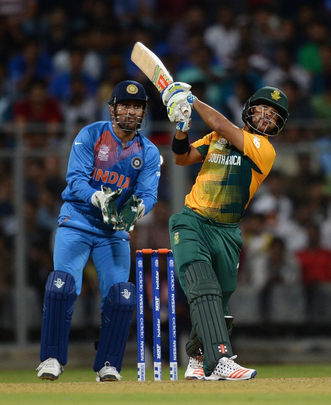 JP Duminy smashes one down the ground, India v South Africa, World T20 warm-ups, Mumbai, March 12, 2016
