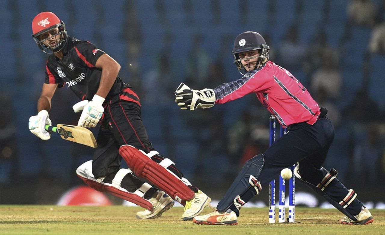Anshuman Rath guides one past the wicketkeeper, Hong Kong v Scotland, World T20 qualifiers, Group B, Nagpur, March 12, 2016