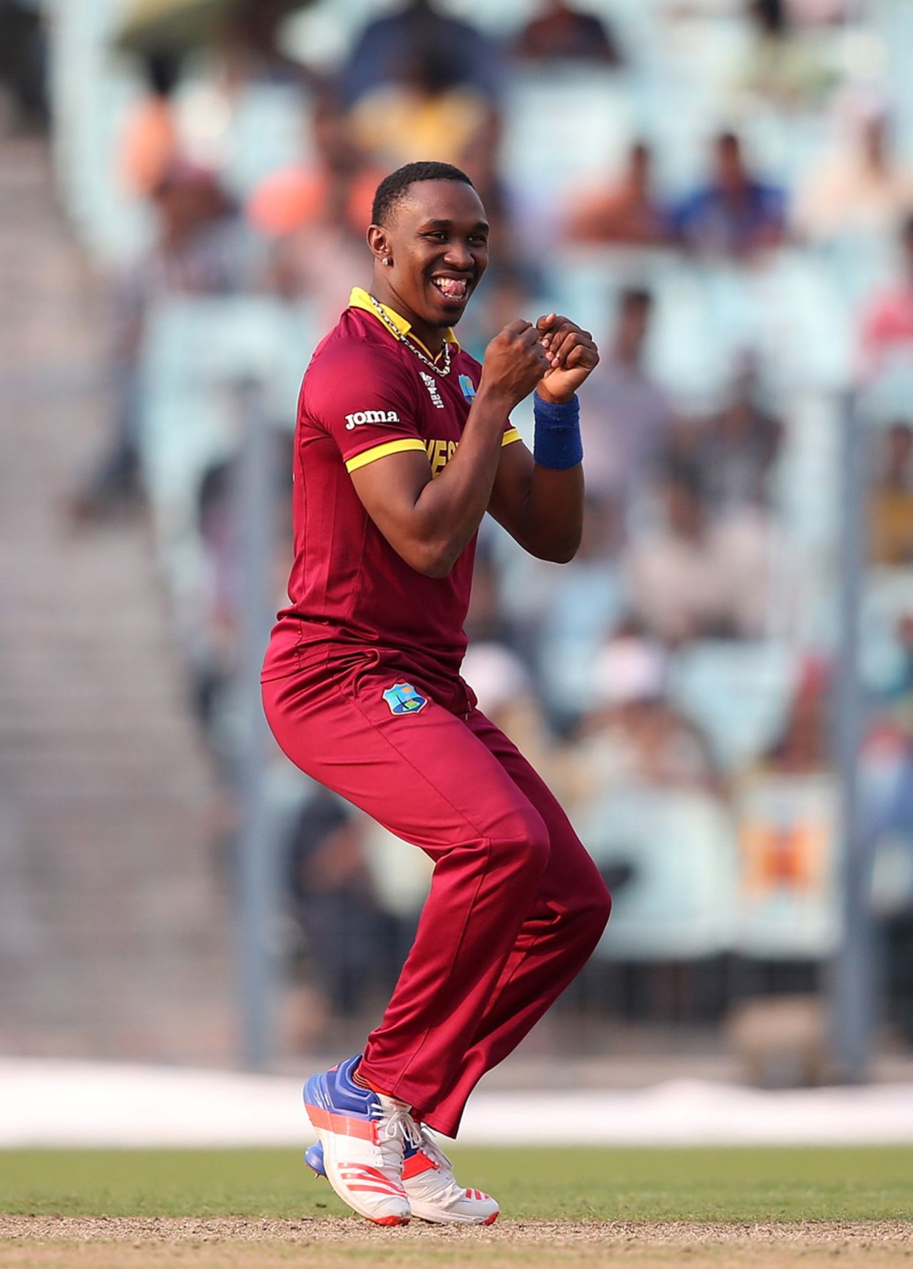 Dwayne Bravo breaks into a jig after taking a wicket, Australia v West Indies, World T20 warm-ups, Kolkata, March 13, 2016