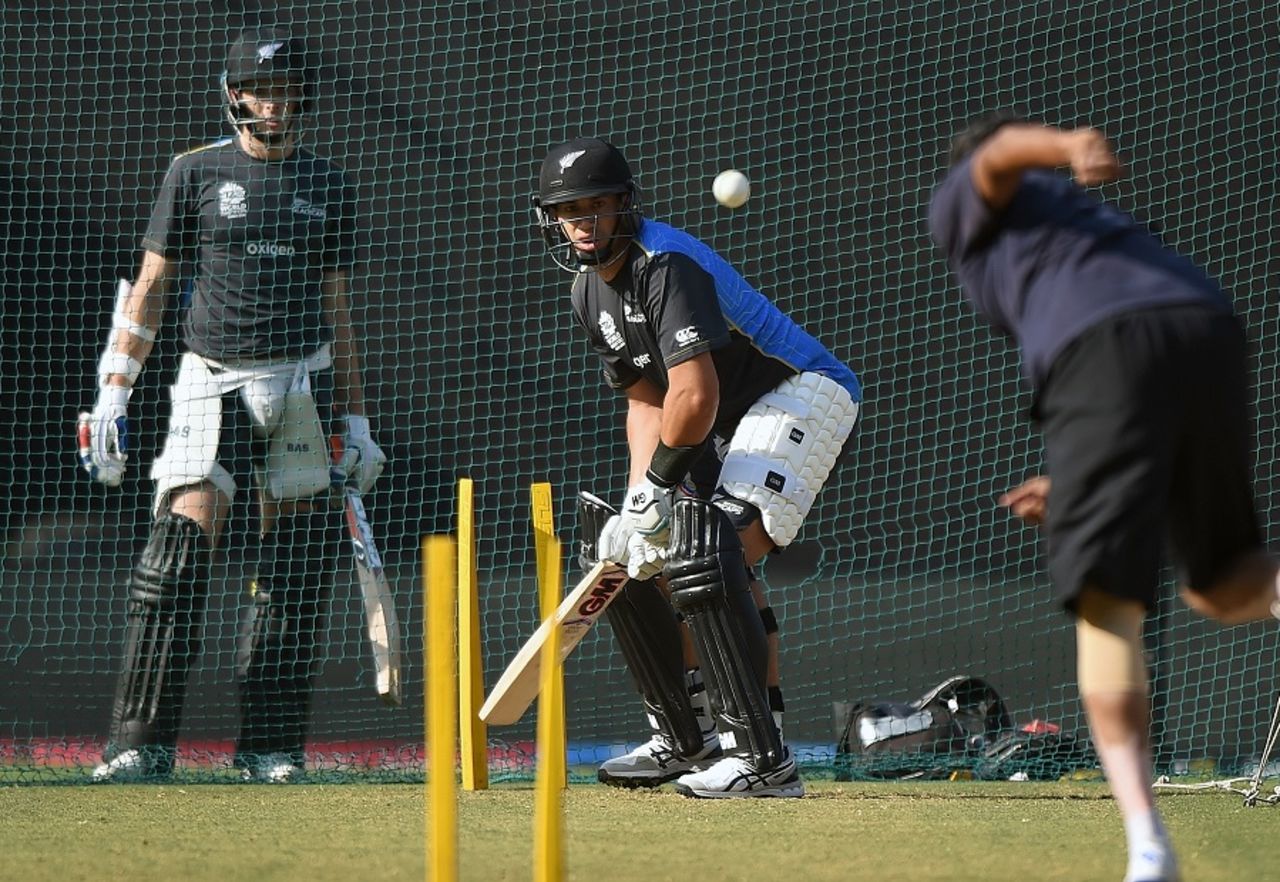 Ross Taylor has his eyes trained on the ball in the nets, India v New Zealand, World T20 2016, Group 2, Nagpur, March 14, 2016