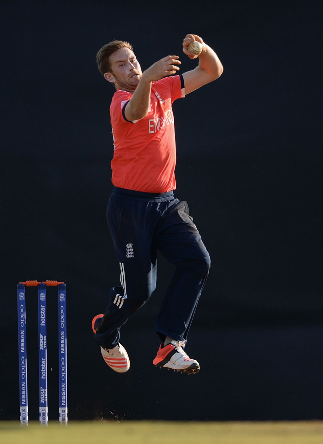 Liam Dawson gets into his delivery stride, Mumbai Cricket Association XI v England XI, World T20 warm-ups, Mumbai, March 14, 2016