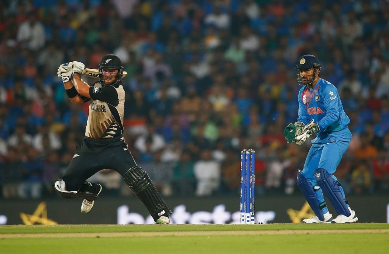 Corey Anderson drives off the backfoot, India v New Zealand, World T20 2016, Group 2, Nagpur, March 15, 2016 